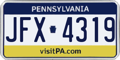 PA license plate JFX4319