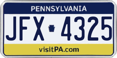 PA license plate JFX4325