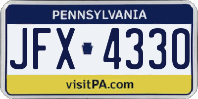 PA license plate JFX4330