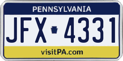 PA license plate JFX4331