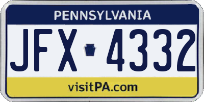 PA license plate JFX4332