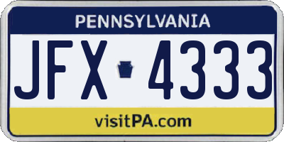 PA license plate JFX4333