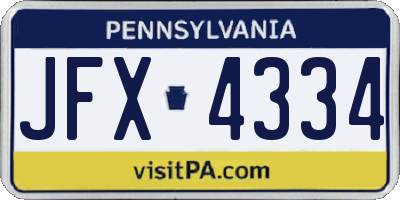 PA license plate JFX4334
