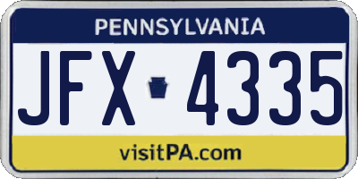 PA license plate JFX4335
