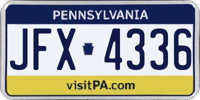 PA license plate JFX4336