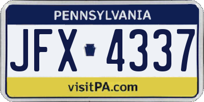 PA license plate JFX4337