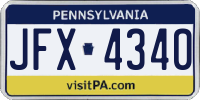 PA license plate JFX4340
