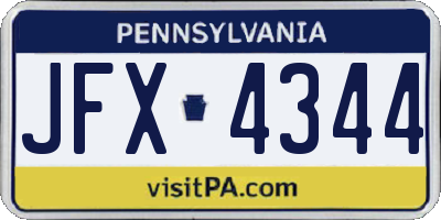 PA license plate JFX4344