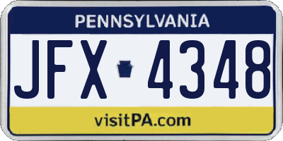 PA license plate JFX4348