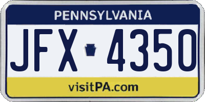 PA license plate JFX4350