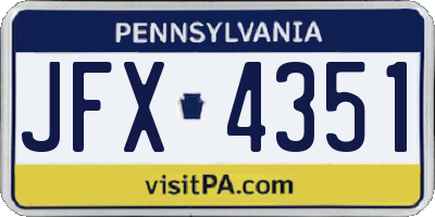 PA license plate JFX4351