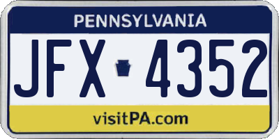 PA license plate JFX4352