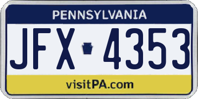 PA license plate JFX4353