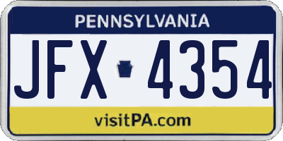 PA license plate JFX4354