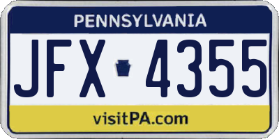 PA license plate JFX4355