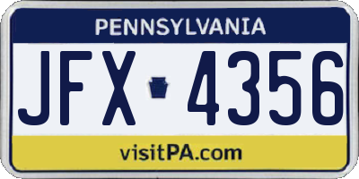 PA license plate JFX4356