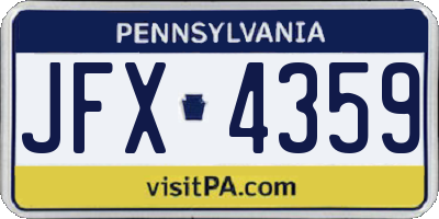 PA license plate JFX4359