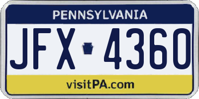 PA license plate JFX4360