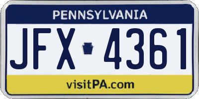 PA license plate JFX4361