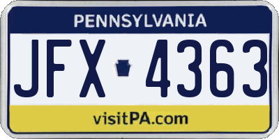 PA license plate JFX4363
