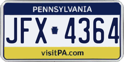 PA license plate JFX4364