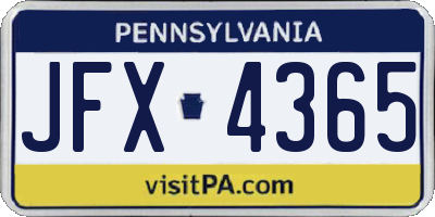 PA license plate JFX4365