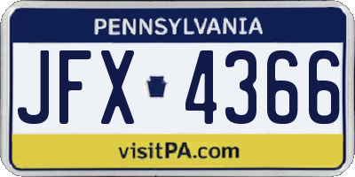 PA license plate JFX4366