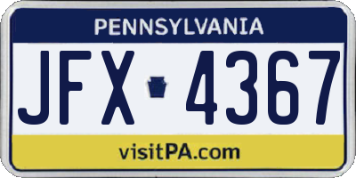 PA license plate JFX4367