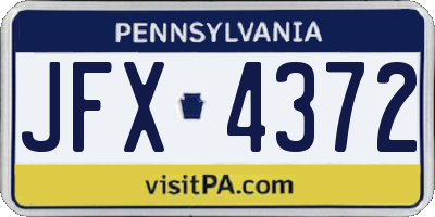 PA license plate JFX4372