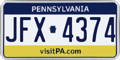 PA license plate JFX4374
