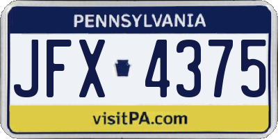 PA license plate JFX4375
