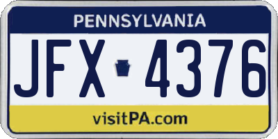 PA license plate JFX4376