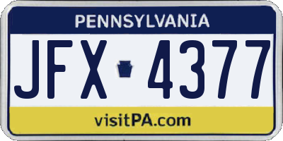 PA license plate JFX4377