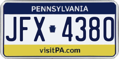 PA license plate JFX4380
