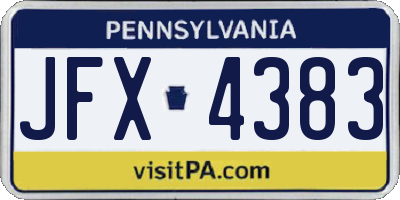 PA license plate JFX4383