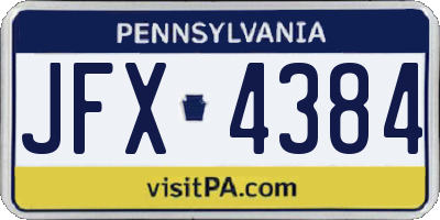PA license plate JFX4384