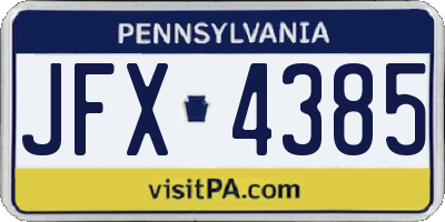 PA license plate JFX4385