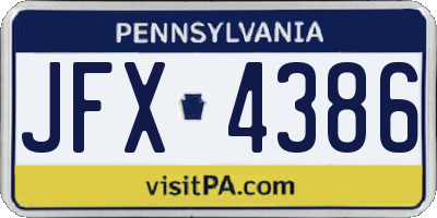 PA license plate JFX4386