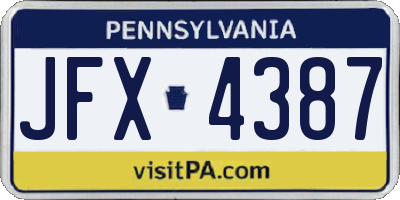 PA license plate JFX4387