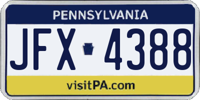 PA license plate JFX4388