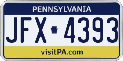 PA license plate JFX4393