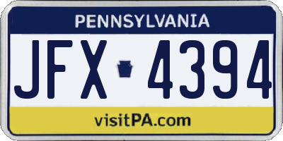 PA license plate JFX4394