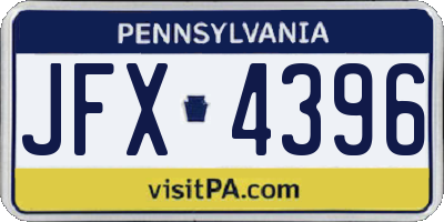 PA license plate JFX4396