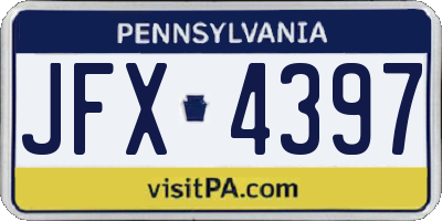 PA license plate JFX4397