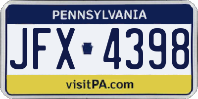 PA license plate JFX4398