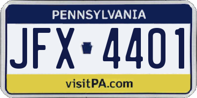 PA license plate JFX4401