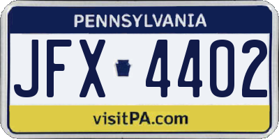 PA license plate JFX4402