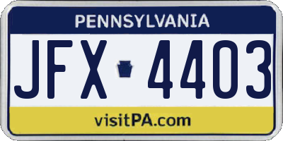 PA license plate JFX4403