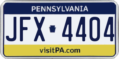 PA license plate JFX4404