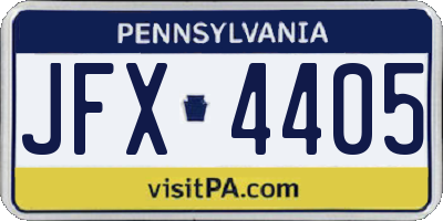 PA license plate JFX4405